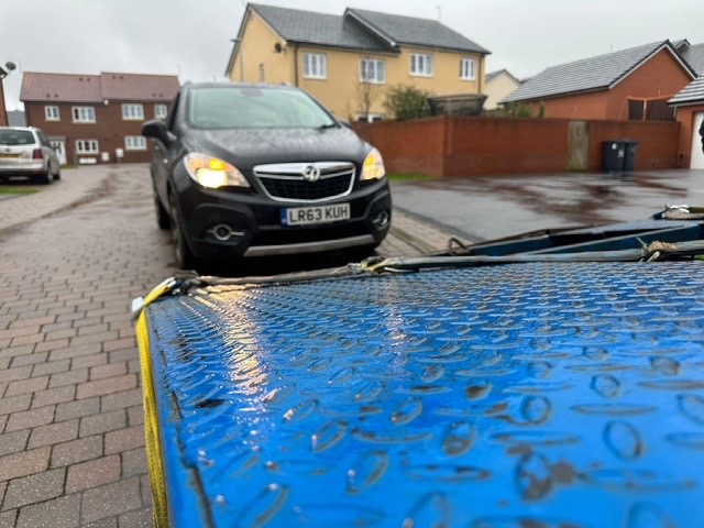 Vauxhall Mokka loaded onto a KCC recovery flatbed